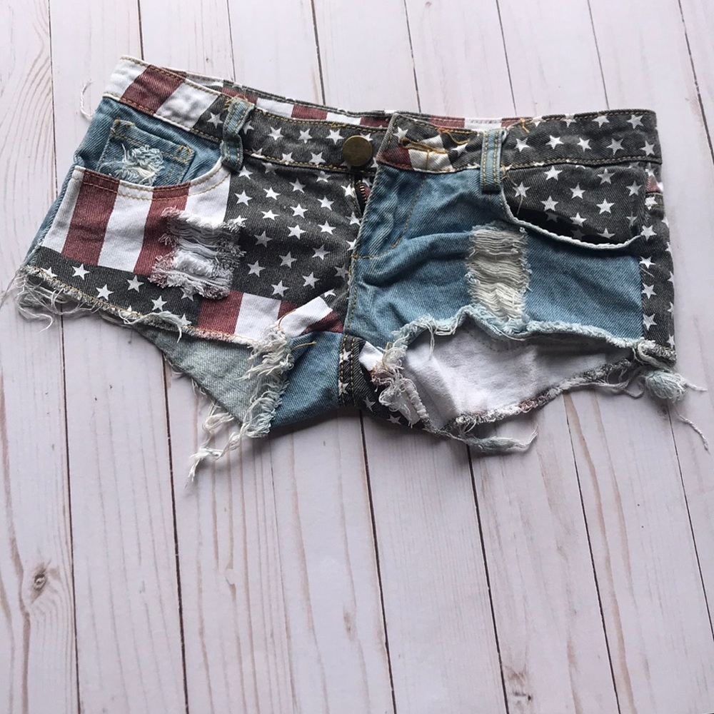 American flag distressed Jean shorts